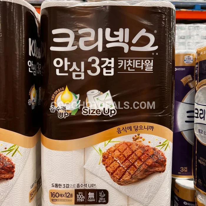 크리넥스 안심 키친 타월 160매 12롤 (3겹)